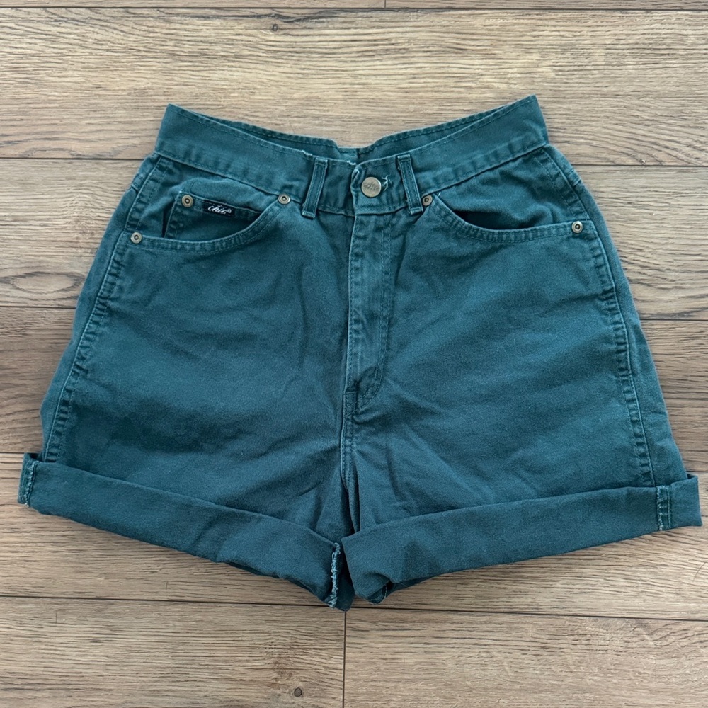 Chic vintage High Waist Green Shorts